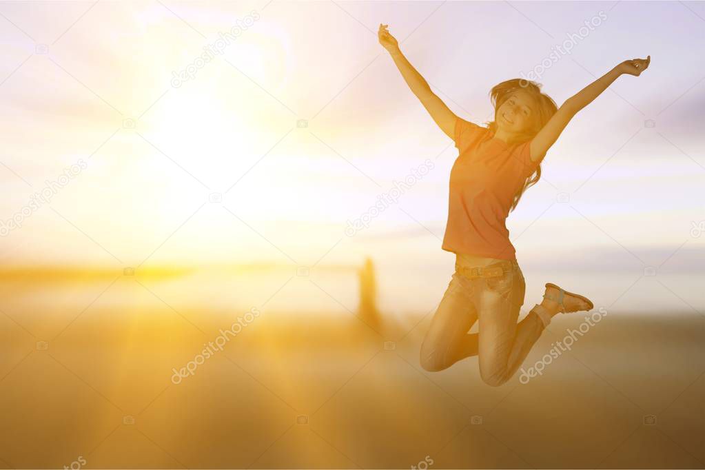 Woman feeling free in a beautiful natural setting