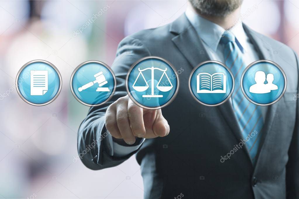 Law services icons and businessman