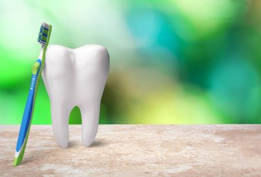 büyük diş modeli ve diş fırçası 