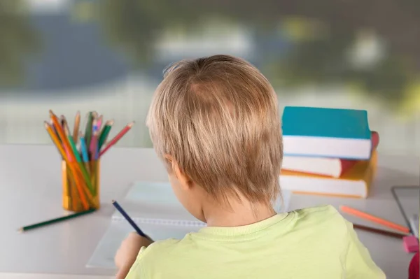 Netter Kleiner Junge Mit Büchern Der Schule — Stockfoto