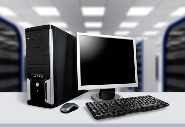 Monitor Komputerowy Stole — Zdjęcie stockowe