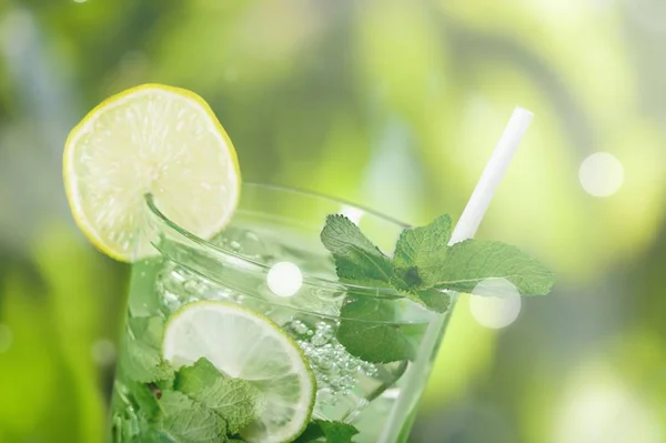 Verse Mojito Cocktail Glas Vergrote Weergave — Stockfoto