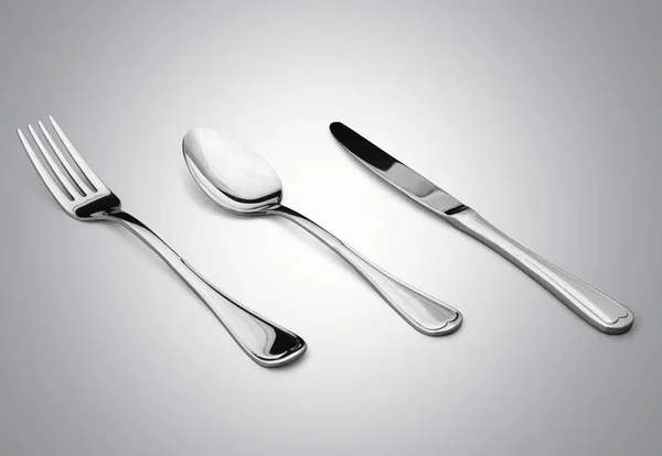 Fork Knife Grey Background — Stock Photo, Image