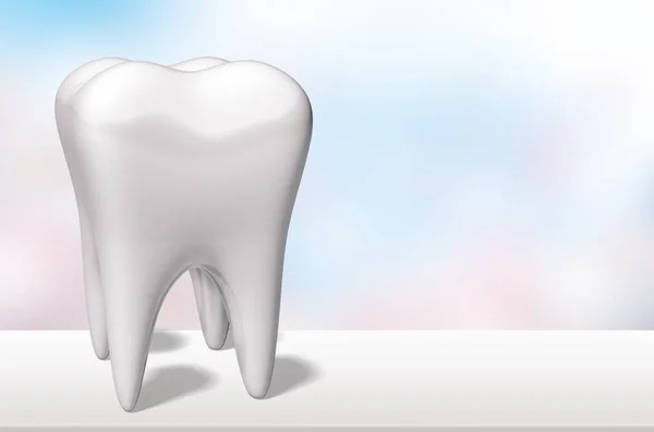 white tooth on blue background