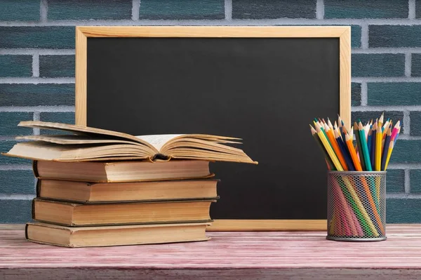 Schoolbriefpapier Houten Tafel — Stockfoto