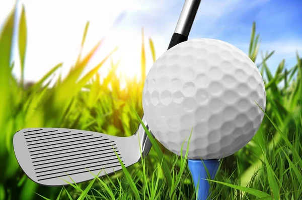 Yeşil Çimenlerin Üzerinde Tee Golf Topu — Stok fotoğraf