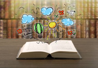 masadaki açık kitabın yakın çekim görünümü