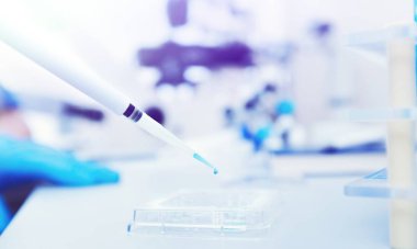 Laboratuvar testi yapan bilim adamının yakın çekim görüntüsü 