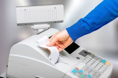 Lcd ekran ve el ile yazar kasa