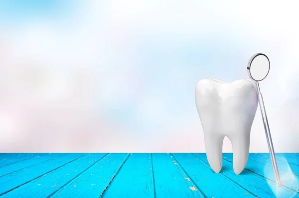 Velké Zuby Zubař Zrcadlo Koncepce Zdraví — Stock fotografie