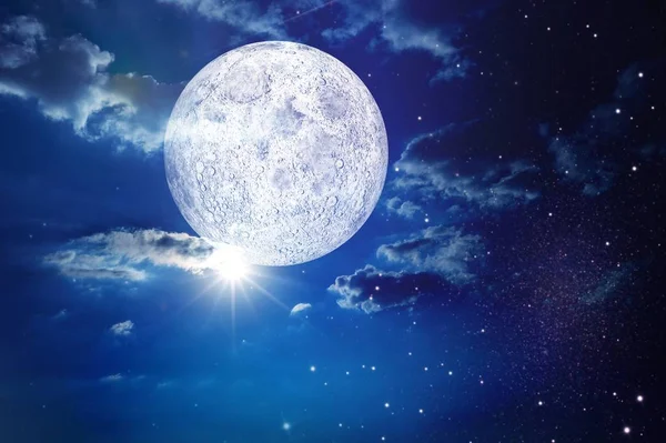 Luna Cielo Azul Nubes — Foto de Stock
