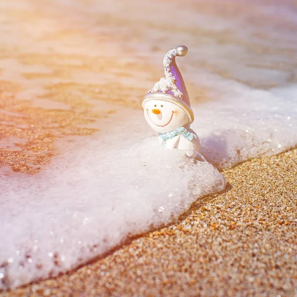 Beach Snowman Close View — Stock Photo, Image