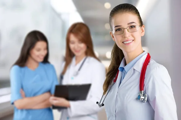 Confident Female Doctor Stethoscope — Stock Photo, Image