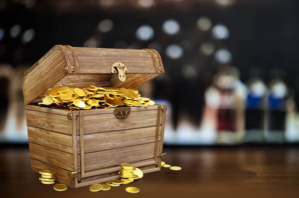 Chest Golden Coins Treasure Pirates — Stock Photo, Image