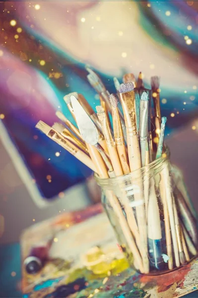 Kunst Maler Pinsel Kreativität Und Talent — Stockfoto