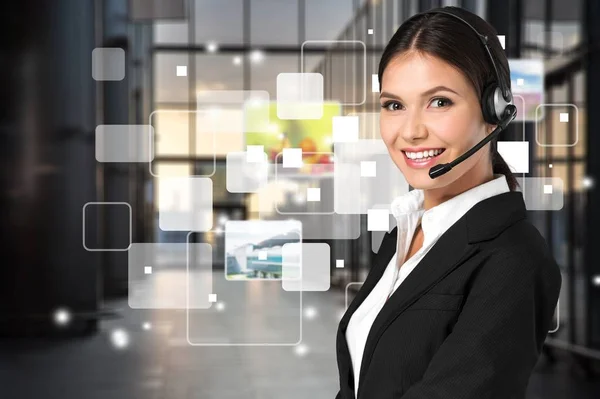 Vrouw Call Center Operator Achtergrond — Stockfoto