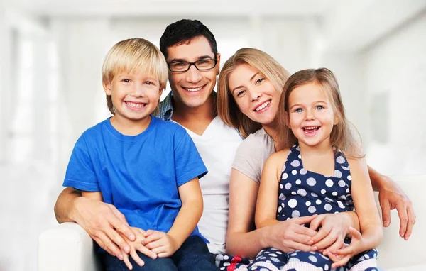 Beautiful Smiling Lovely Family Indoors — Stock Photo, Image