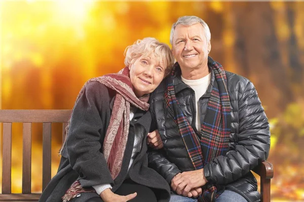 Senior Couple Autumn Park — Stock Photo, Image