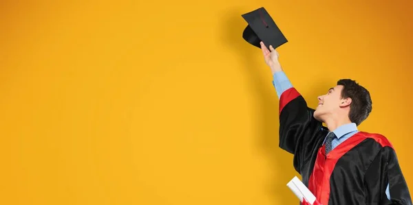 Gelukkige Mannelijke Student Afstuderen Met Een Diploma Hand — Stockfoto