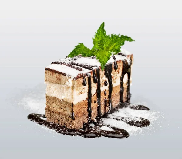 Pezzo Torta Cioccolato Sfondo — Foto Stock