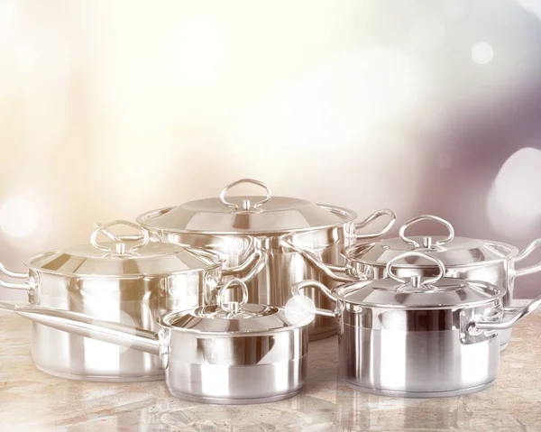 Крупним Планом Вид Срібного Посуду — стокове фото