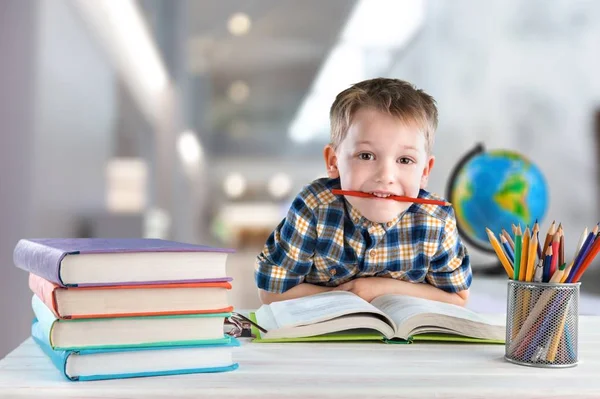 Roztomilý Chlapeček Knihami — Stock fotografie