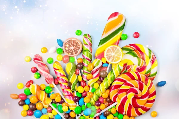 各种各样的糖果色彩的特写视图 — 图库照片