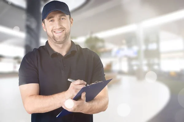 Portret Van Gelukkig Knappe Reparman Het Werk — Stockfoto