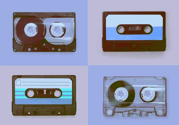 背景にレトロなオーディオ テープのコレクション — ストック写真