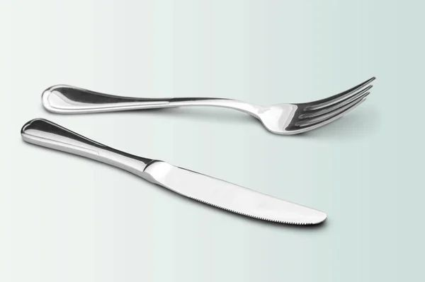 Fork Knife Grey Background — Stock Photo, Image