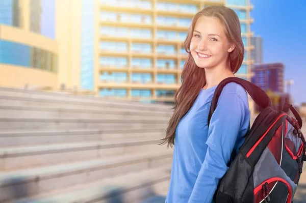 Woman Backpack City — Stock Photo, Image