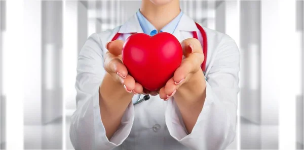 Young Female Doctor Heart Shape — Stock Photo, Image