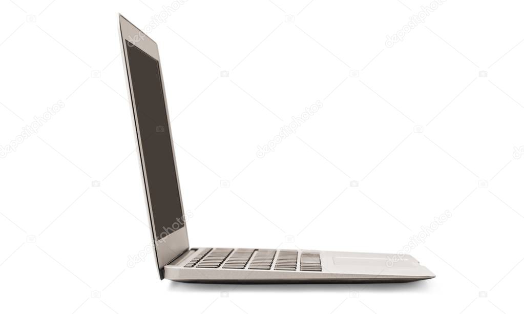 Laptop with blank screen isolated on background