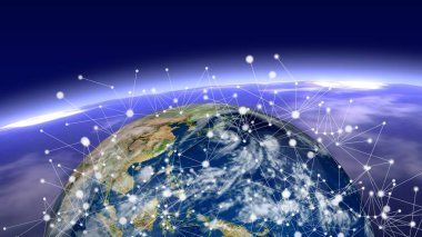 dünya küresi ile dijital arkaplanı sabitle 