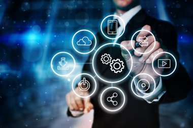 küresel ağ konsepti, karışık ortam dijital simgeleri 