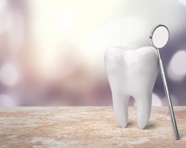 Büyük diş ve diş hekimi ayna, sağlık kavramı