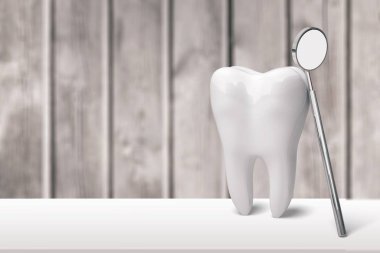 Büyük diş ve diş hekimi ayna, sağlık kavramı