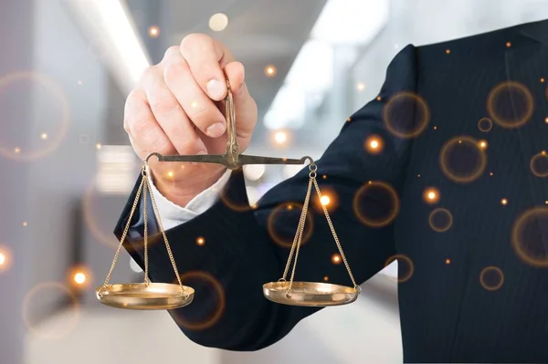 Layer Holding Justice Scale Hand — Stock Photo, Image