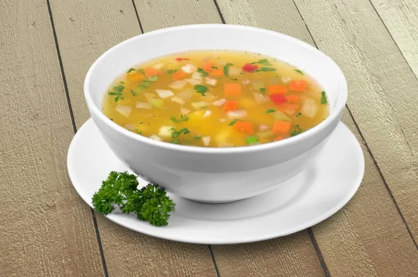 Gemüsesuppe Schüssel Auf Hintergrund — Stockfoto