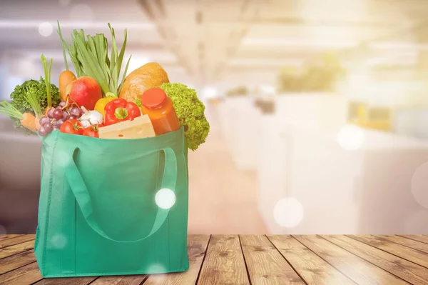 Saco Compras Com Produtos Supermercado — Fotografia de Stock