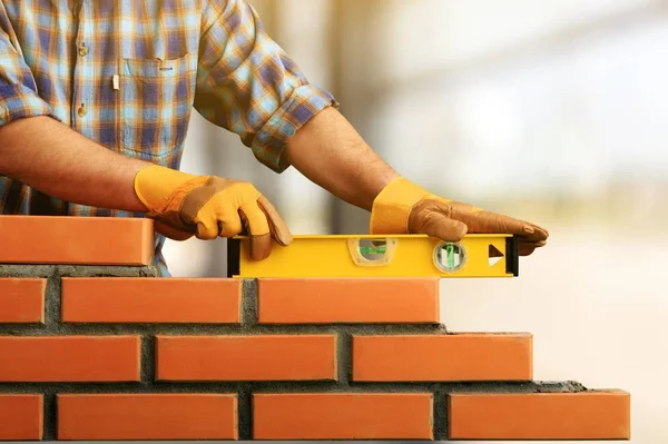 Trabalhos Alvenaria Construção Pedreiros — Fotografia de Stock