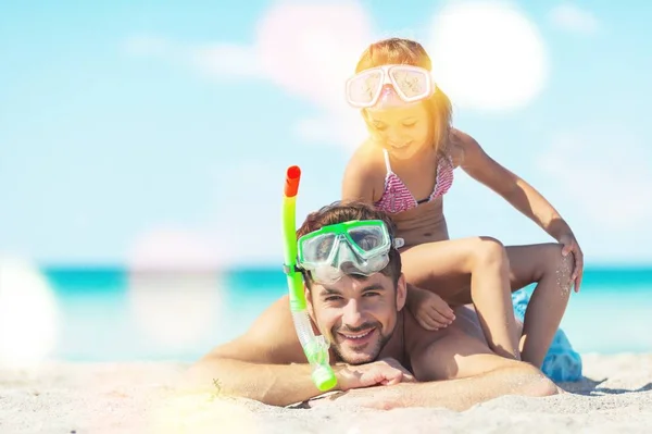 Feliz Padre Hija Playa — Foto de Stock