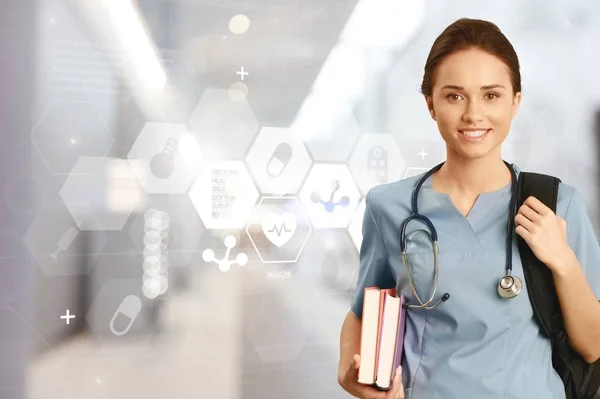 Female Medical Student Smiling Camera — Stock Photo, Image