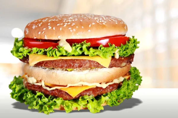 Comida Rápida Deliciosa Hamburguesa Fondo — Foto de Stock