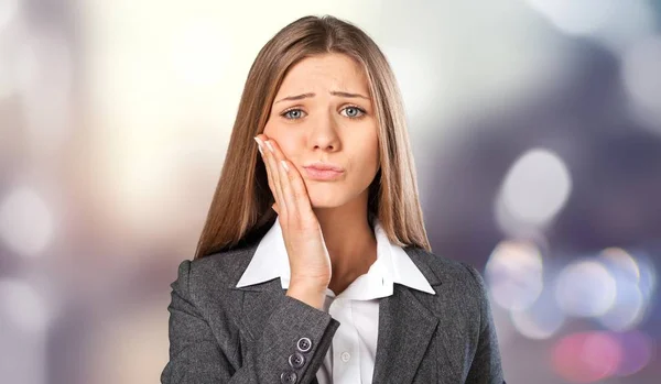 Young Woman Thinking Abstract Background — Stock Photo, Image