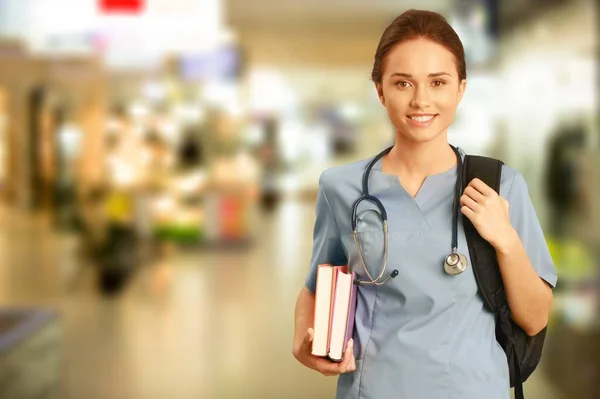 Female Medical Student Holding Books — Stock Photo, Image