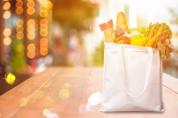 Bolsa Compras Con Verduras Pan — Foto de Stock