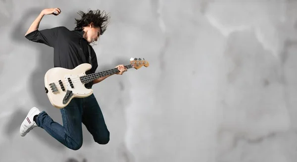 Performer Uomo Con Chitarra Salto — Foto Stock