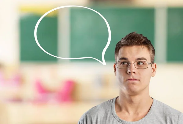 Ung Man Med Glasögon Klassrummet — Stockfoto