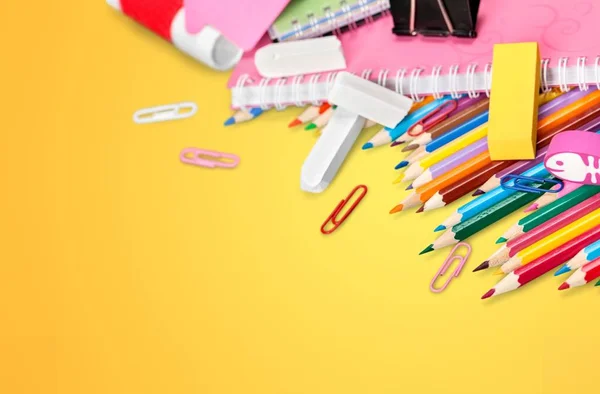 Colorful School Stationery Back To School Background Blank Text Stock Photo Colorful School Stationery Back To School Background Blank Text Stock Photo